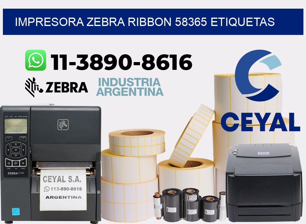 impresora zebra ribbon 58365 etiquetas