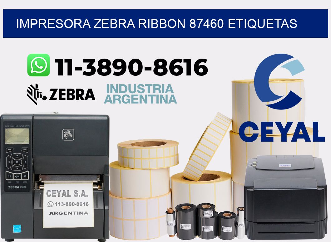 impresora zebra ribbon 87460 etiquetas