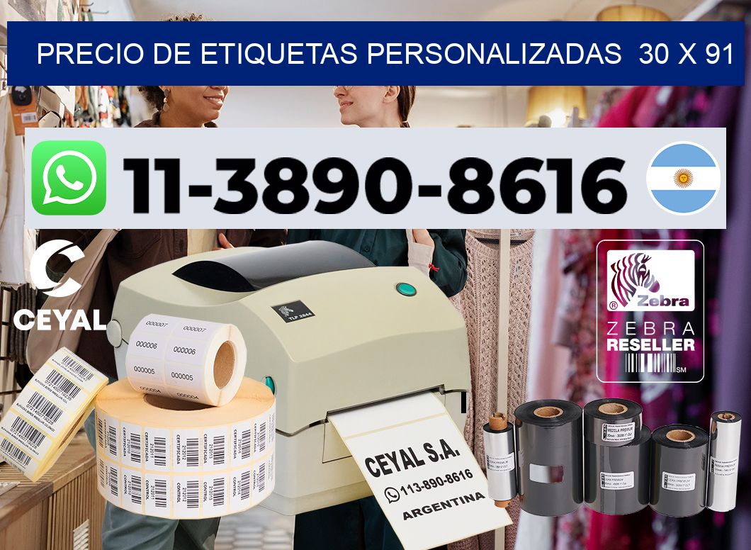 precio de etiquetas personalizadas  30 x 91
