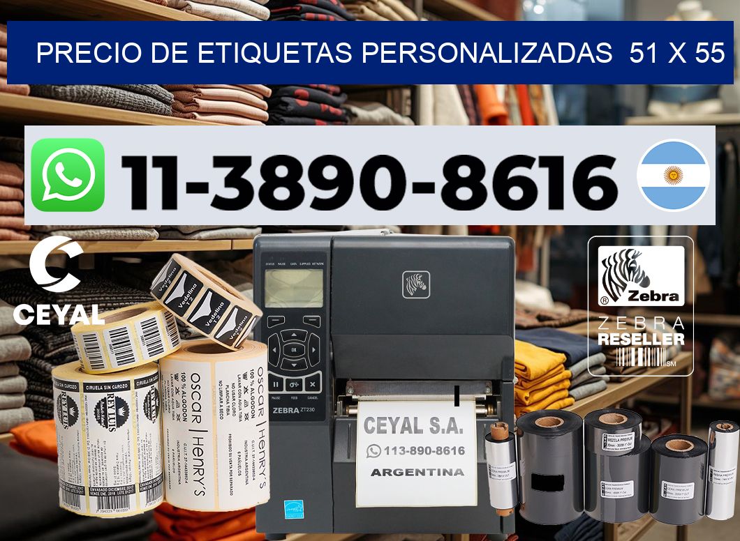 precio de etiquetas personalizadas  51 x 55