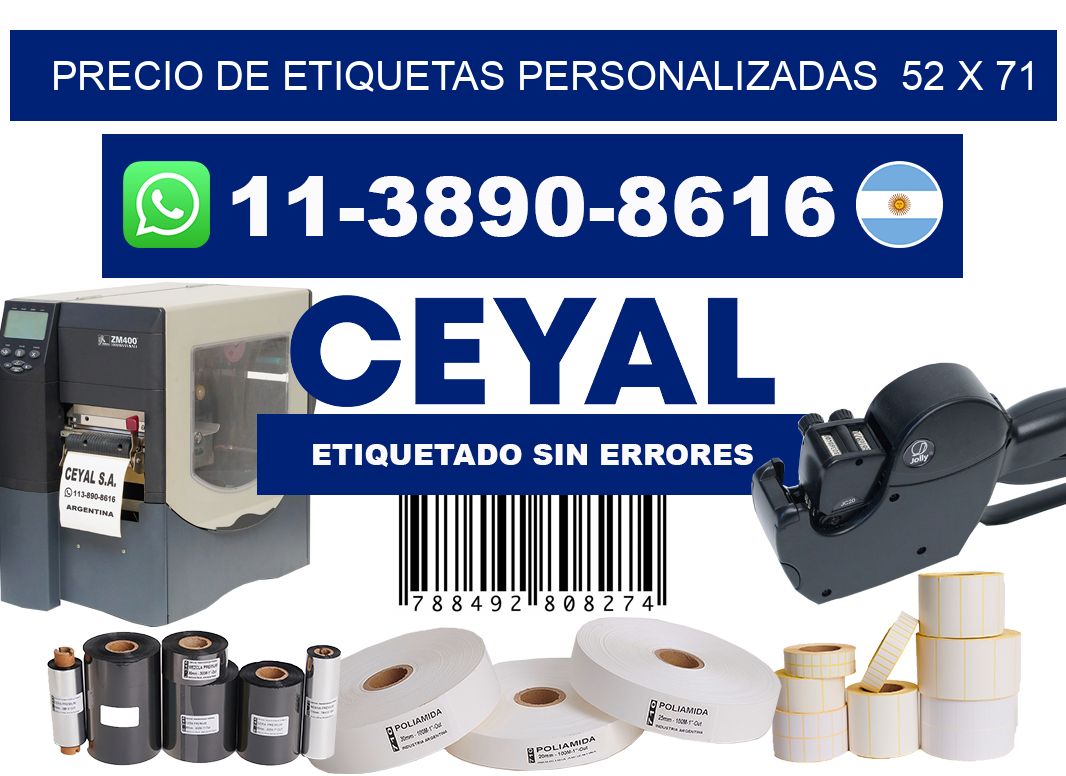 precio de etiquetas personalizadas  52 x 71