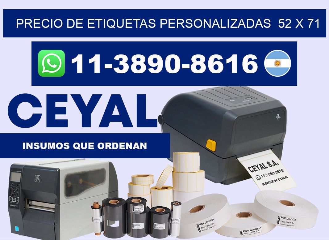 precio de etiquetas personalizadas  52 x 71