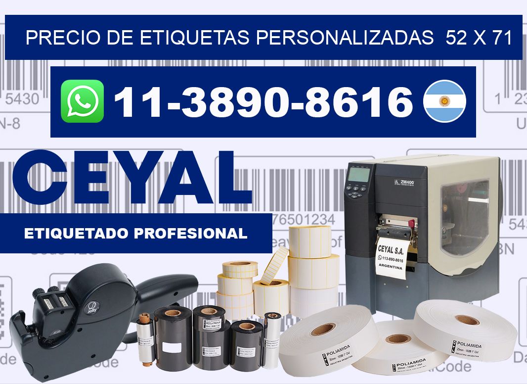precio de etiquetas personalizadas  52 x 71
