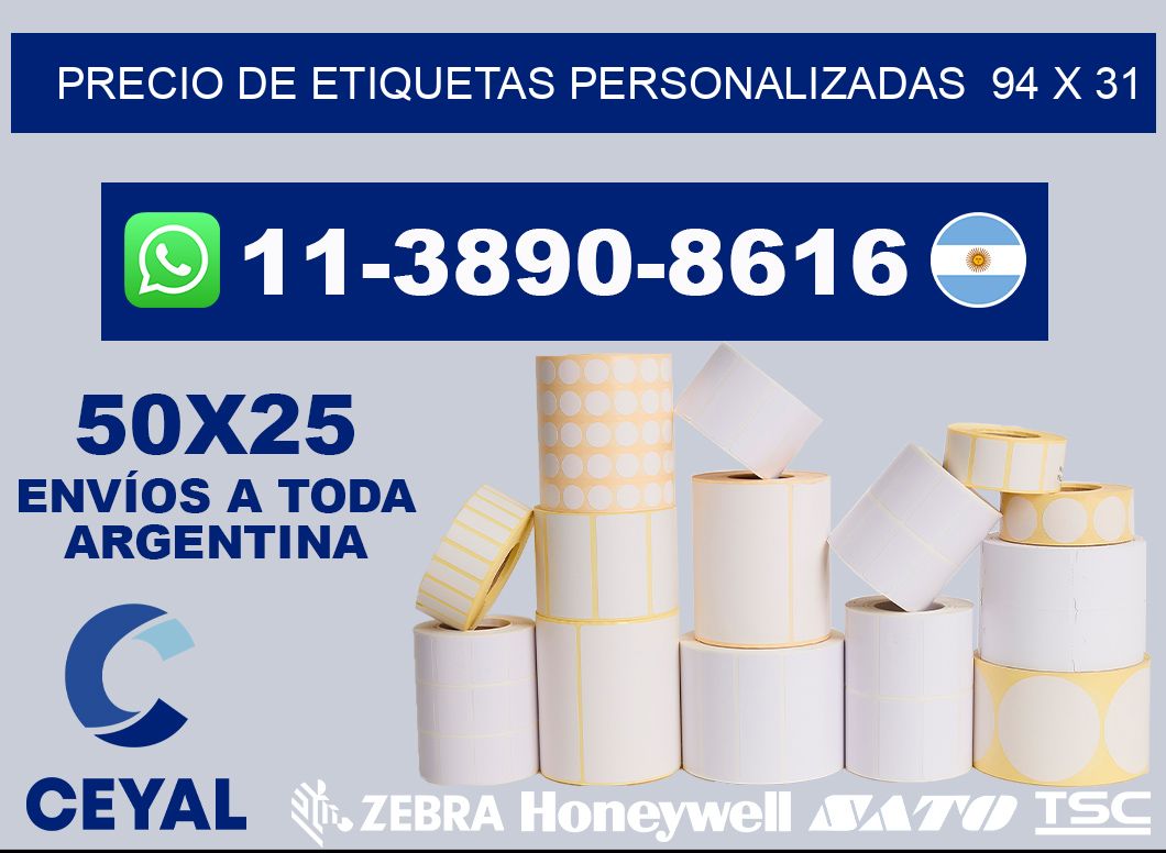 precio de etiquetas personalizadas  94 x 31