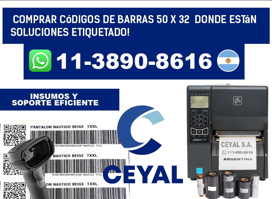 Comprar códigos de barras 50 x 32 donde están soluciones etiquetado!