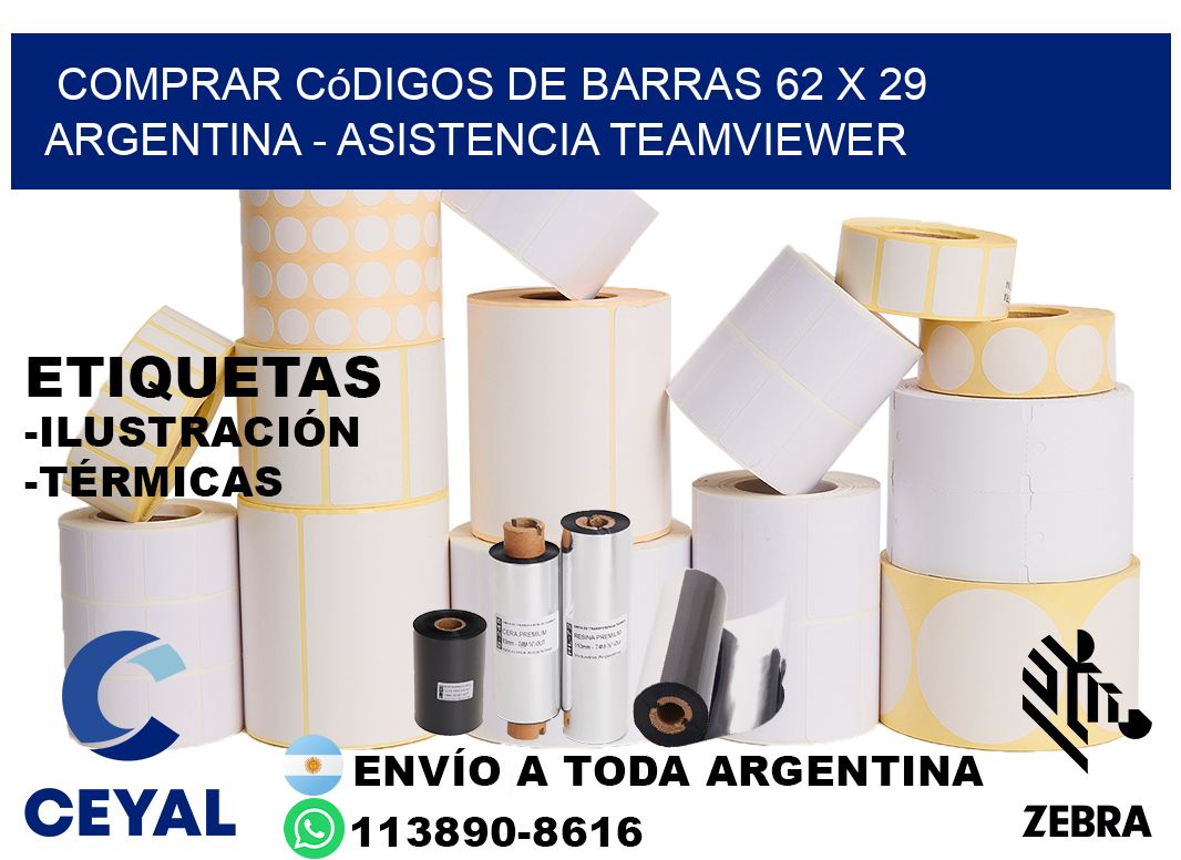 Comprar códigos de barras 62 x 29 argentina - asistencia teamviewer