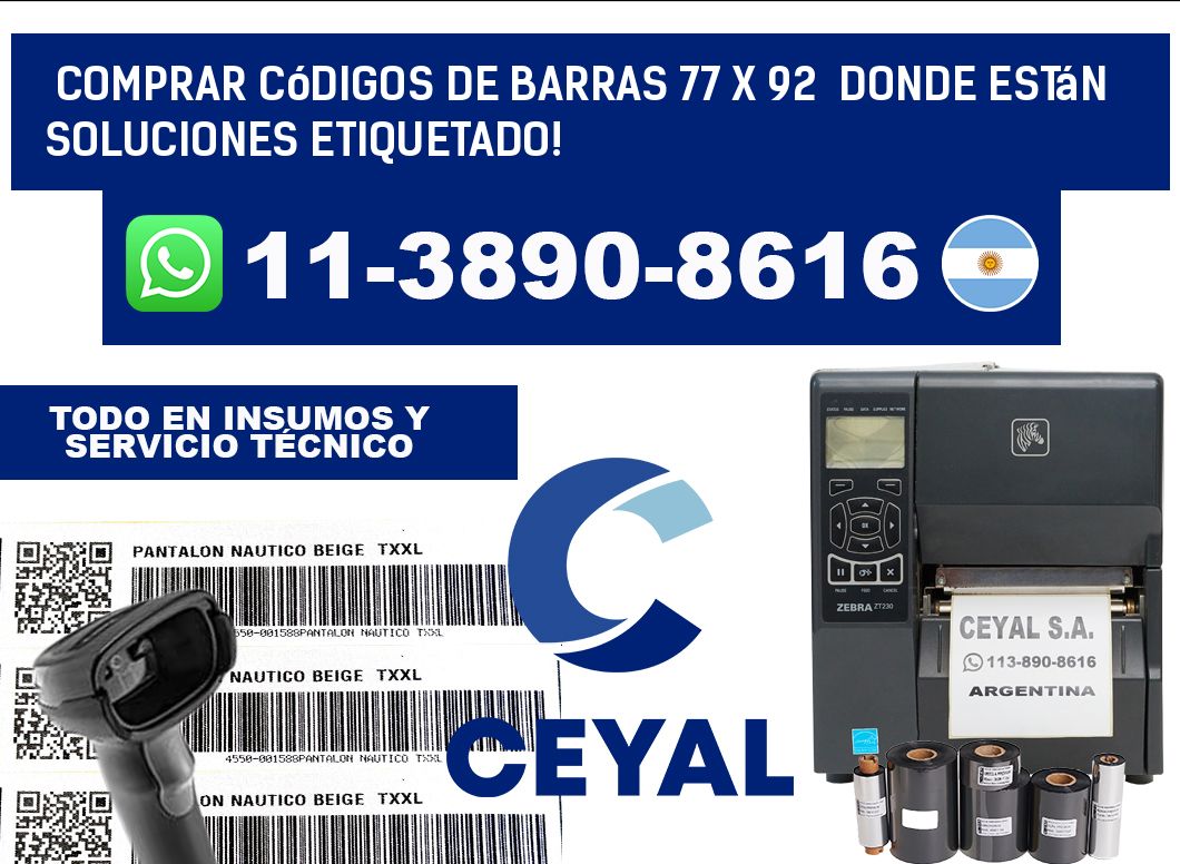Comprar códigos de barras 77 x 92 donde están soluciones etiquetado!