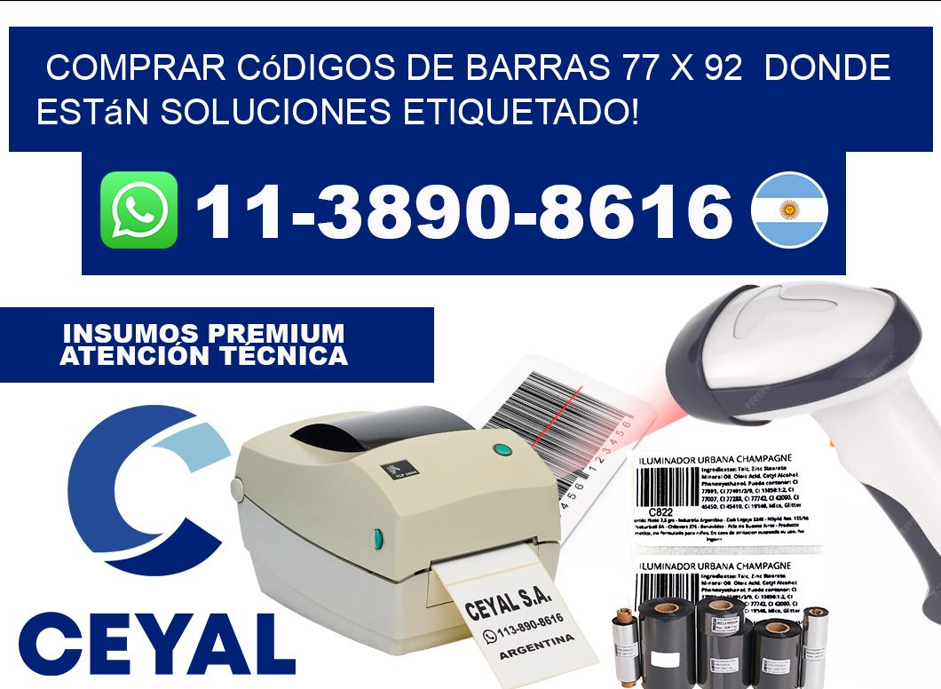 Comprar códigos de barras 77 x 92 donde están soluciones etiquetado!