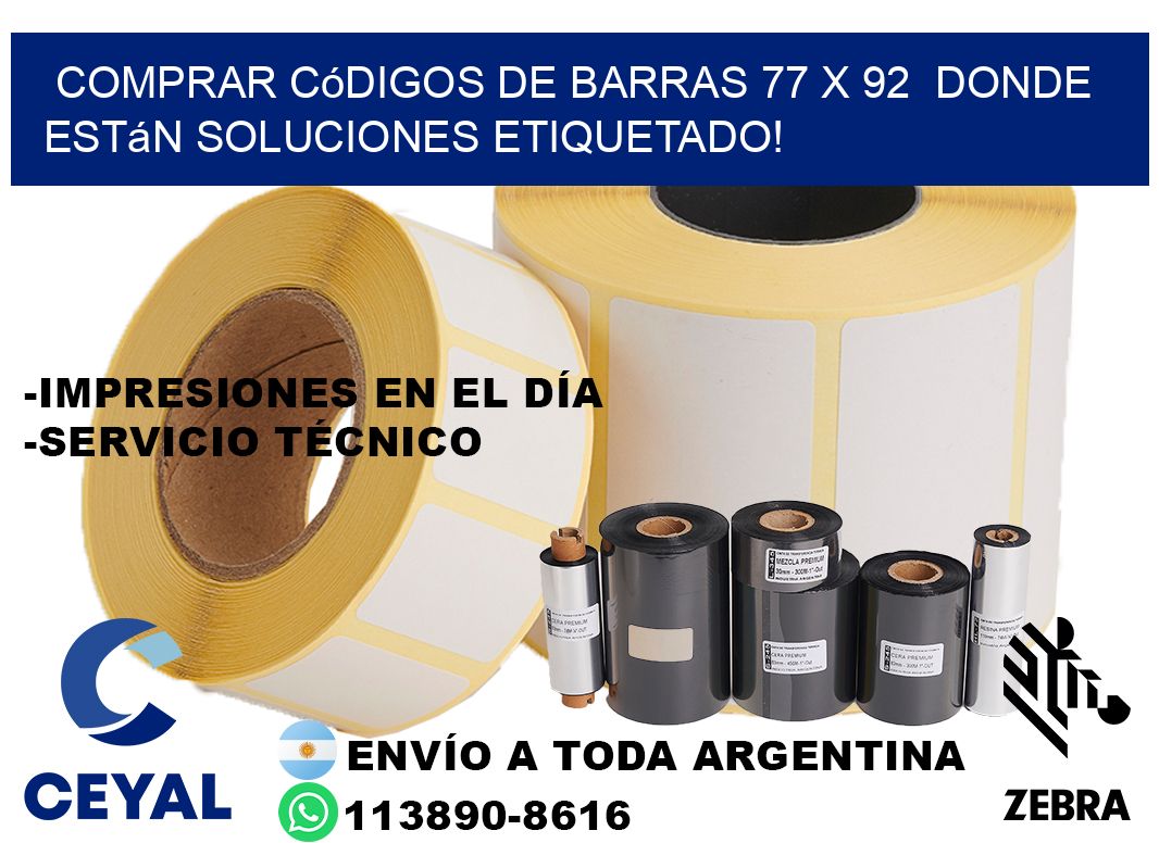 Comprar códigos de barras 77 x 92 donde están soluciones etiquetado!
