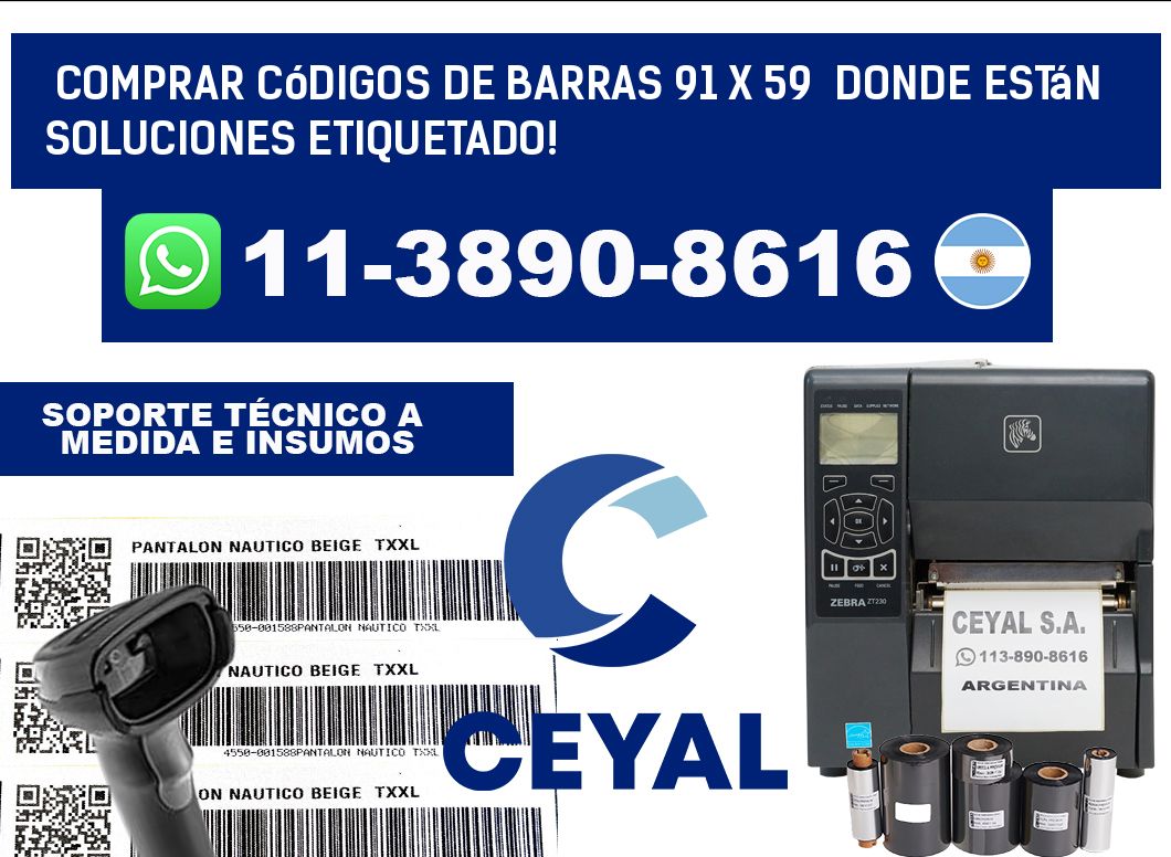 Comprar códigos de barras 91 x 59  donde están soluciones etiquetado!