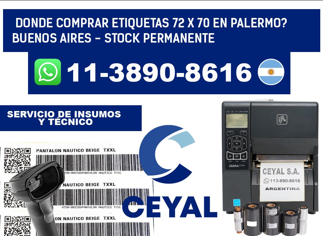 Donde Comprar etiquetas 72 x 70 en PALERMO? Buenos Aires - Stock permanente