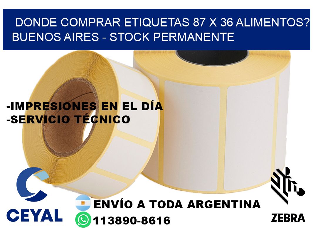Donde Comprar etiquetas 87 x 36 ALIMENTOS? Buenos Aires - Stock permanente