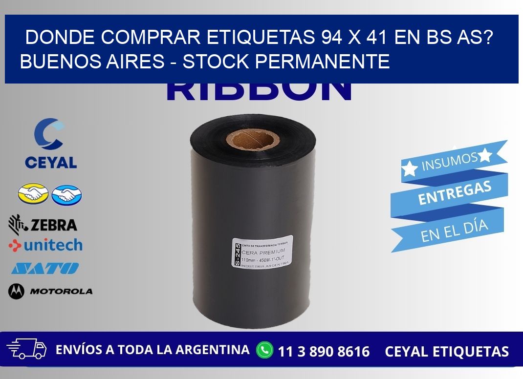 Donde Comprar etiquetas 94 x 41 en BS AS? Buenos Aires - Stock permanente