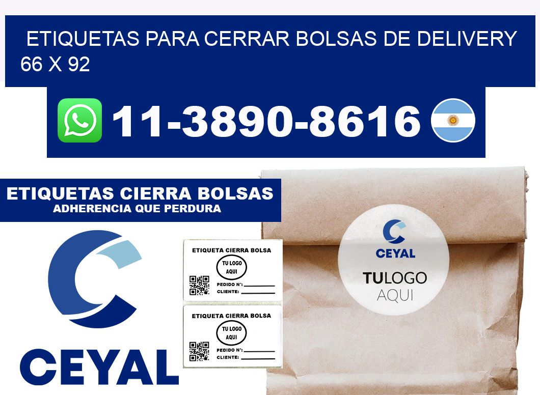 ETIQUETAS PARA CERRAR BOLSAS DE DELIVERY  66 x 92