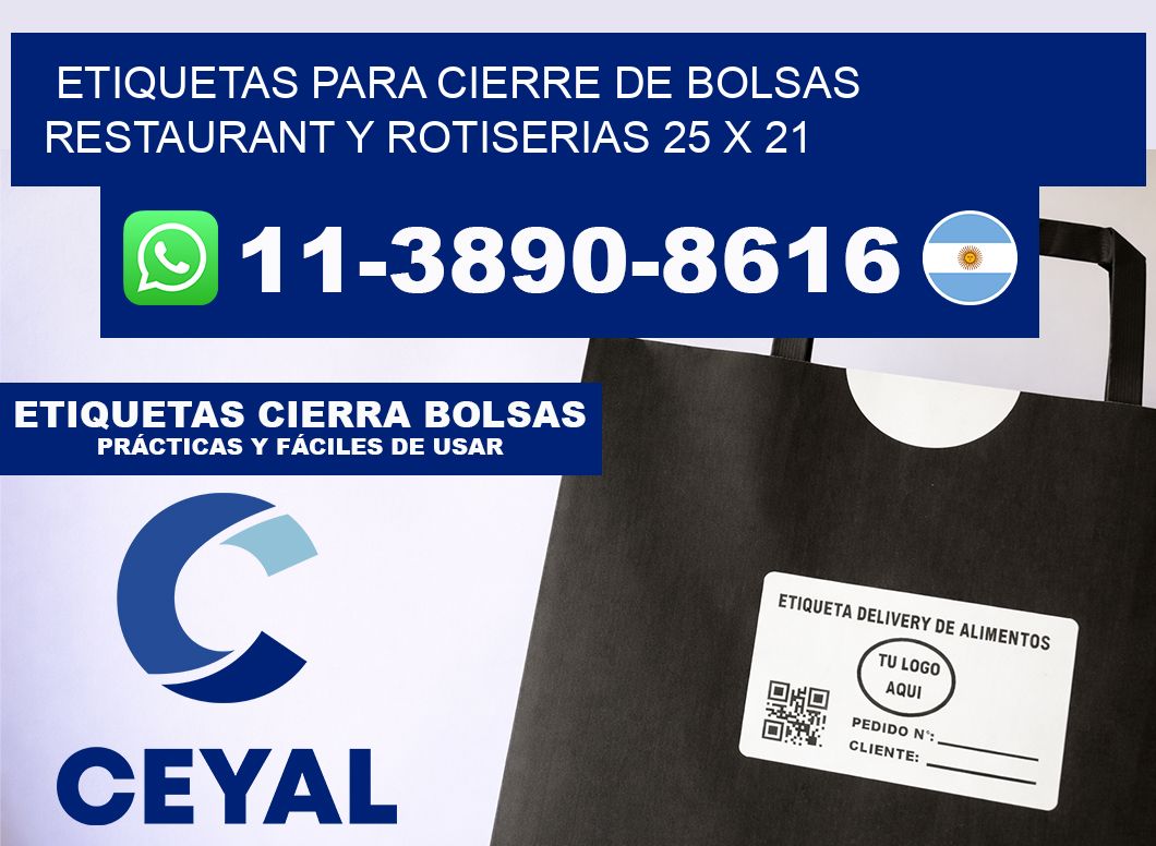 ETIQUETAS PARA CIERRE DE BOLSAS RESTAURANT Y ROTISERIAS 25 x 21