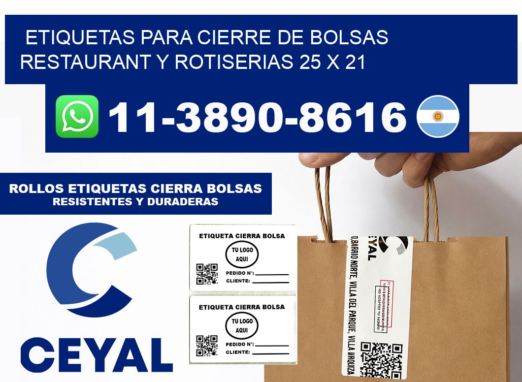 ETIQUETAS PARA CIERRE DE BOLSAS RESTAURANT Y ROTISERIAS 25 x 21