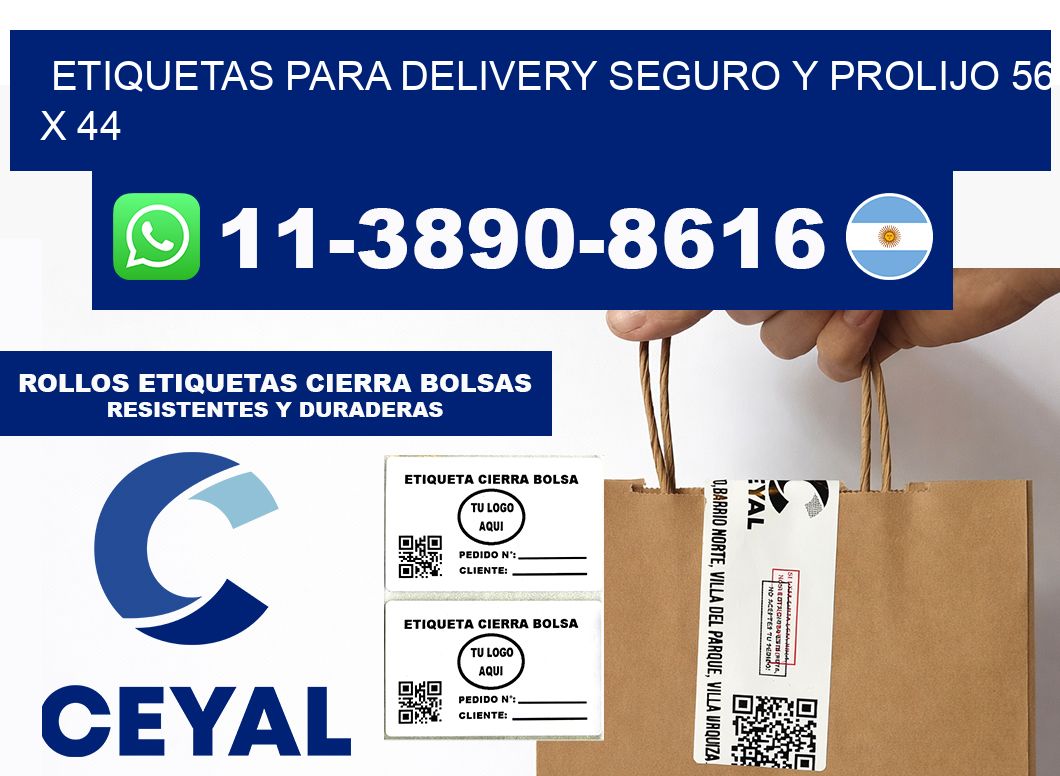 ETIQUETAS PARA DELIVERY SEGURO Y PROLIJO 56 x 44