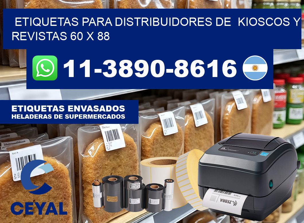 Etiquetas para distribuidores de  kioscos y revistas 60 x 88