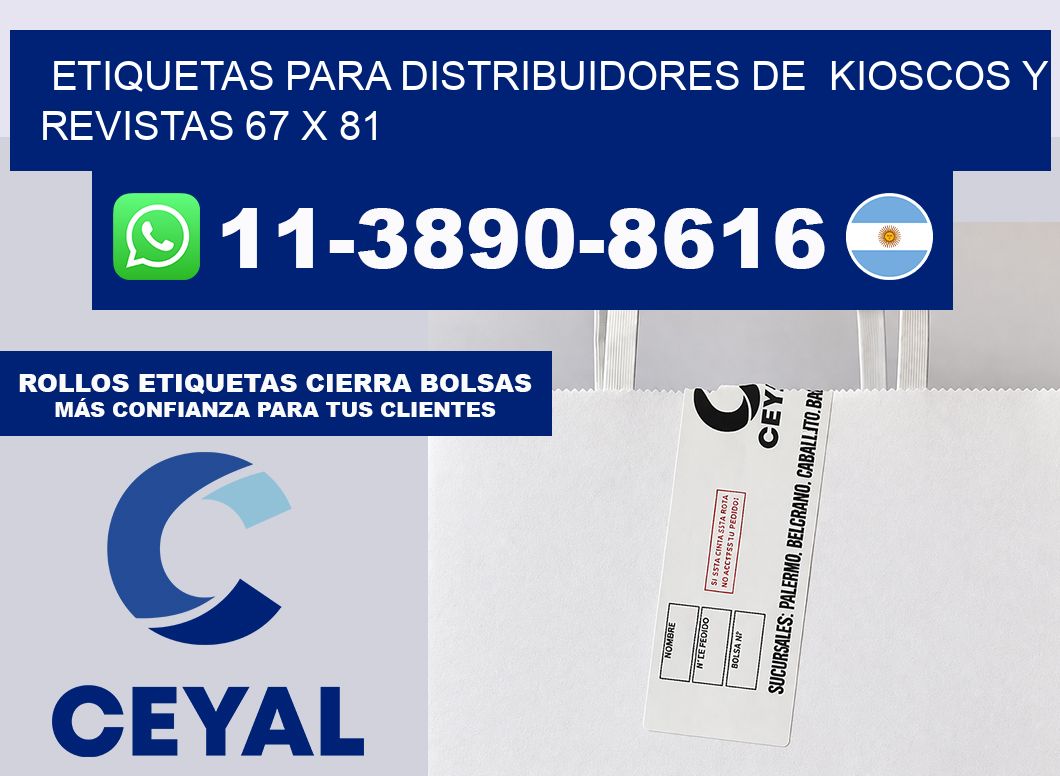 Etiquetas para distribuidores de  kioscos y revistas 67 x 81