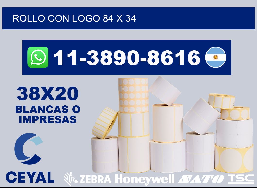 Rollo con logo 84 x 34