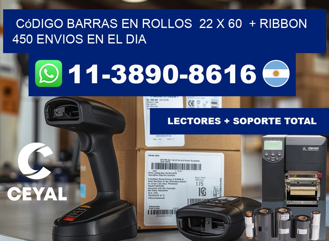 código barras en rollos 22 x 60 + ribbon 450 Envios en el dia