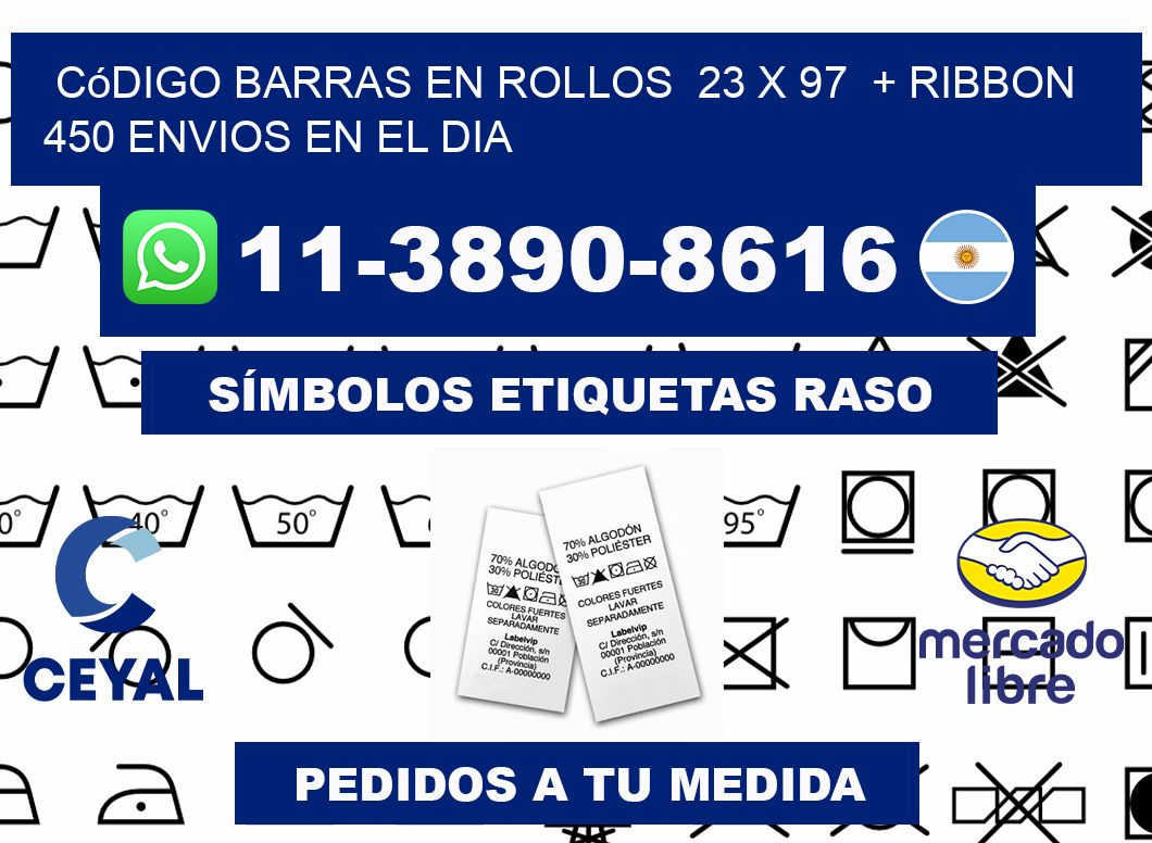 código barras en rollos  23 x 97  + ribbon  450 Envios en el dia
