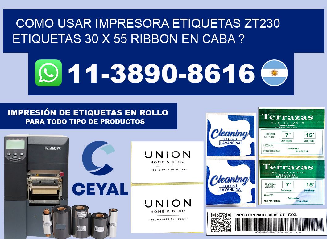 como usar impresora etiquetas zt230 etiquetas 30 x 55 ribbon en CABA ?