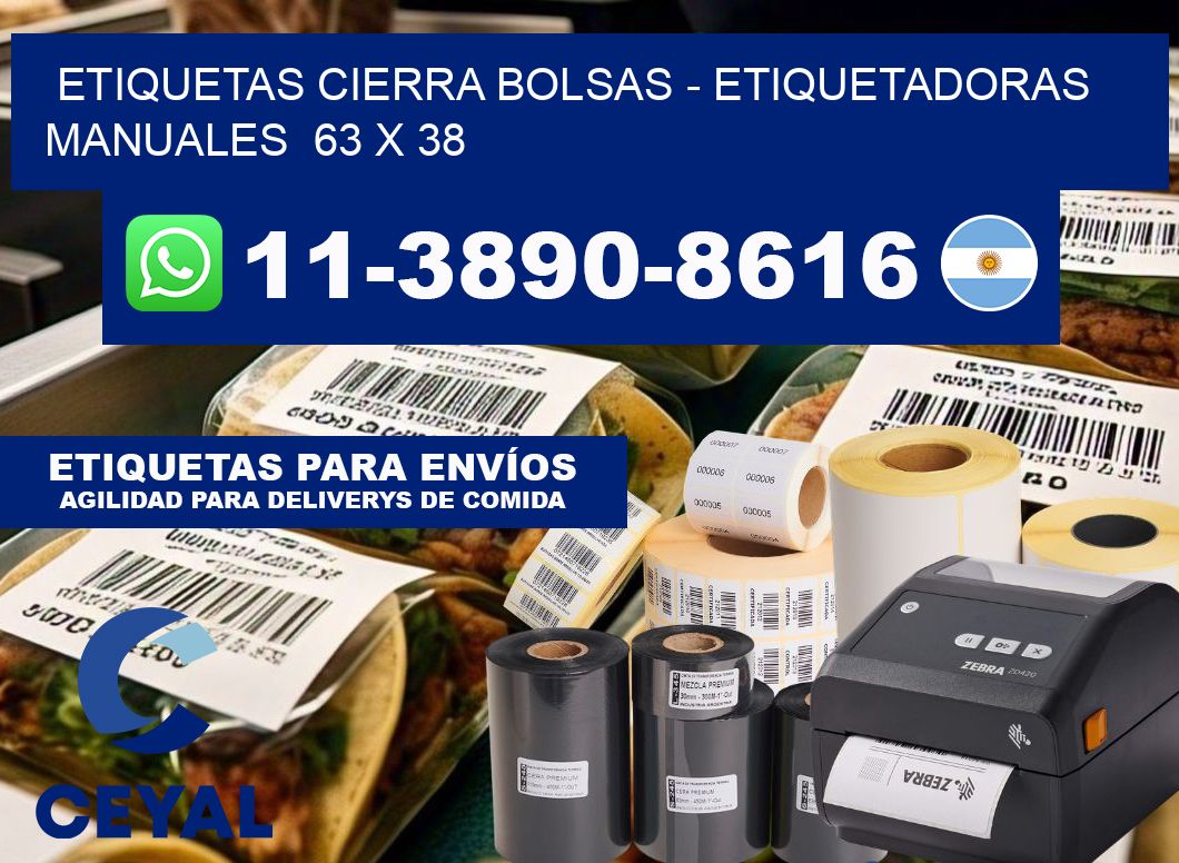 etiquetas cierra bolsas - Etiquetadoras Manuales  63 x 38