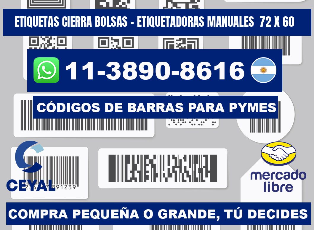 etiquetas cierra bolsas - Etiquetadoras Manuales  72 x 60