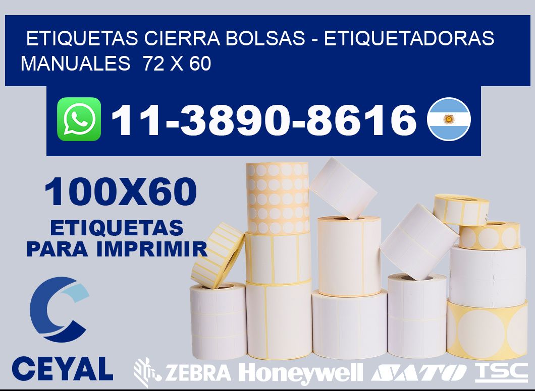 etiquetas cierra bolsas - Etiquetadoras Manuales  72 x 60