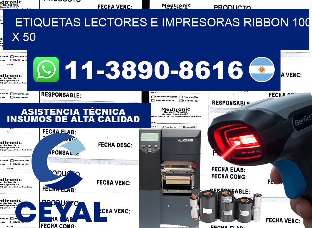 etiquetas lectores e impresoras ribbon 100 x 50