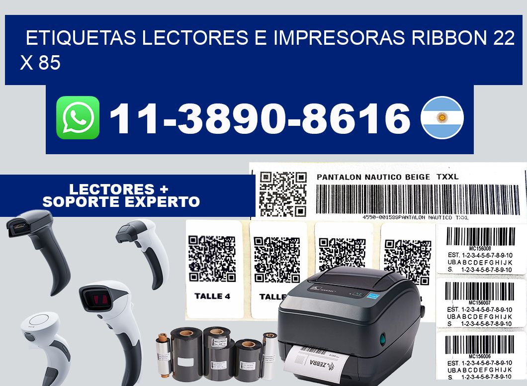 etiquetas lectores e impresoras ribbon 22 x 85