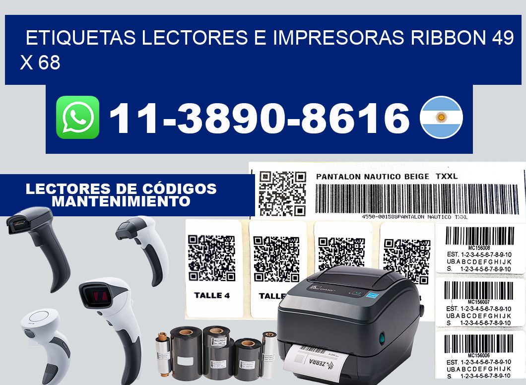 etiquetas lectores e impresoras ribbon 49 x 68