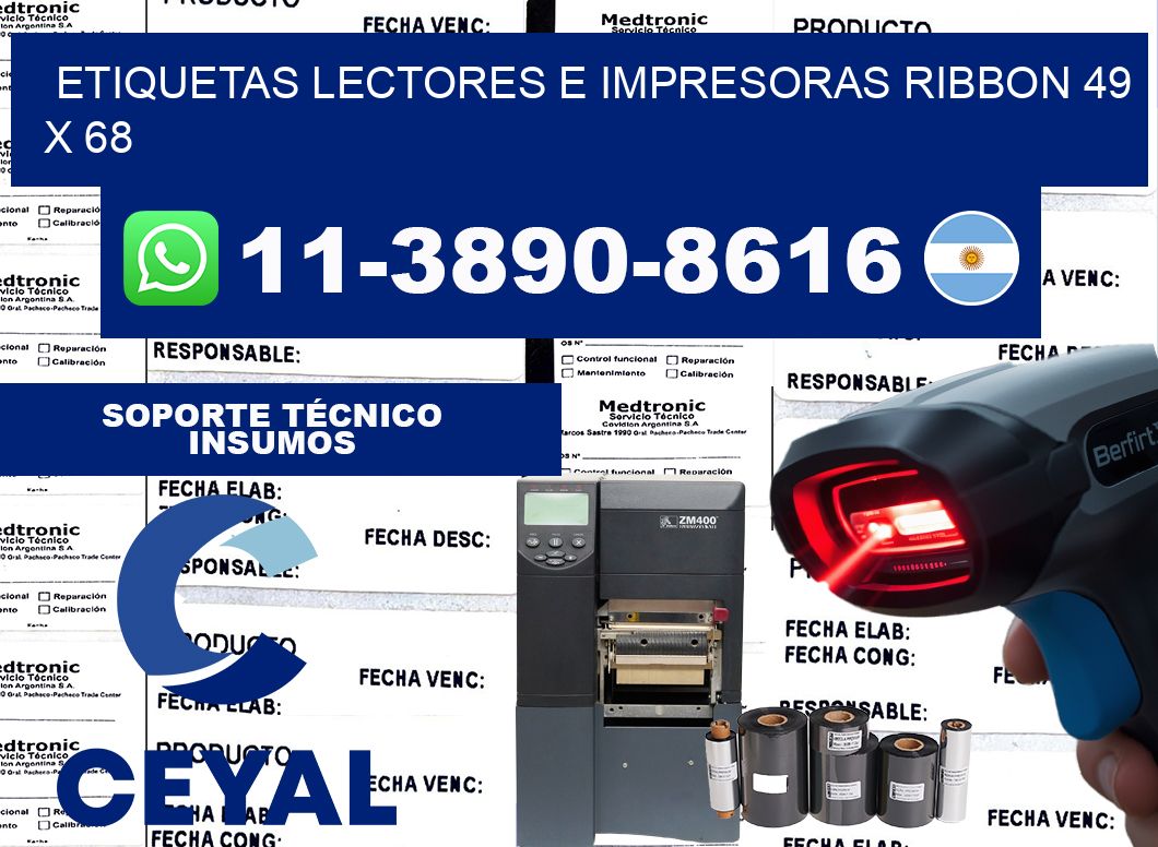 etiquetas lectores e impresoras ribbon 49 x 68