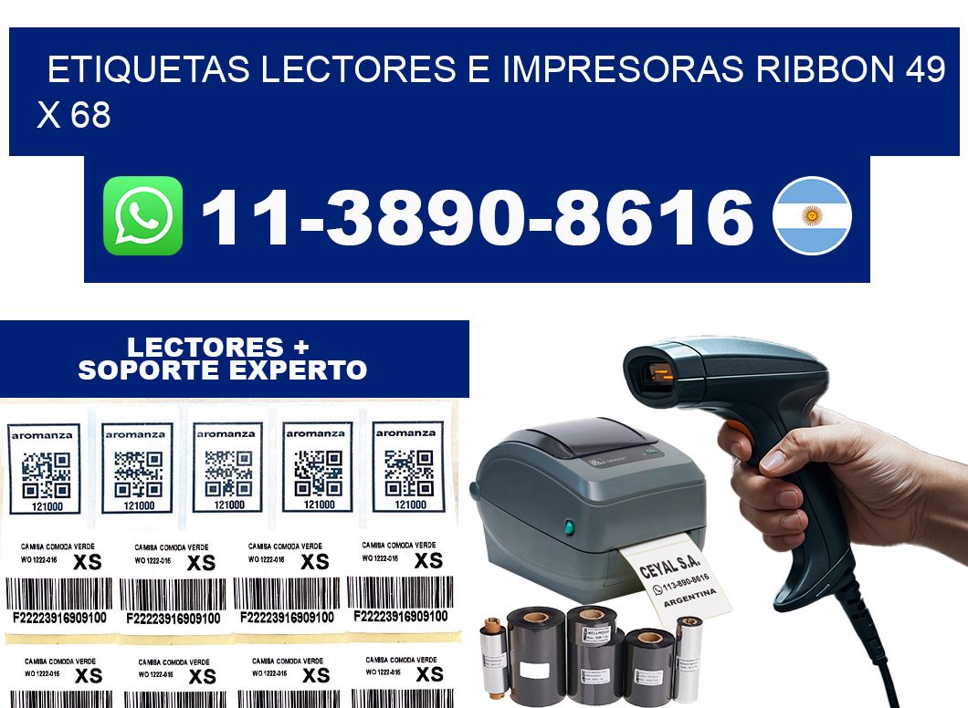 etiquetas lectores e impresoras ribbon 49 x 68