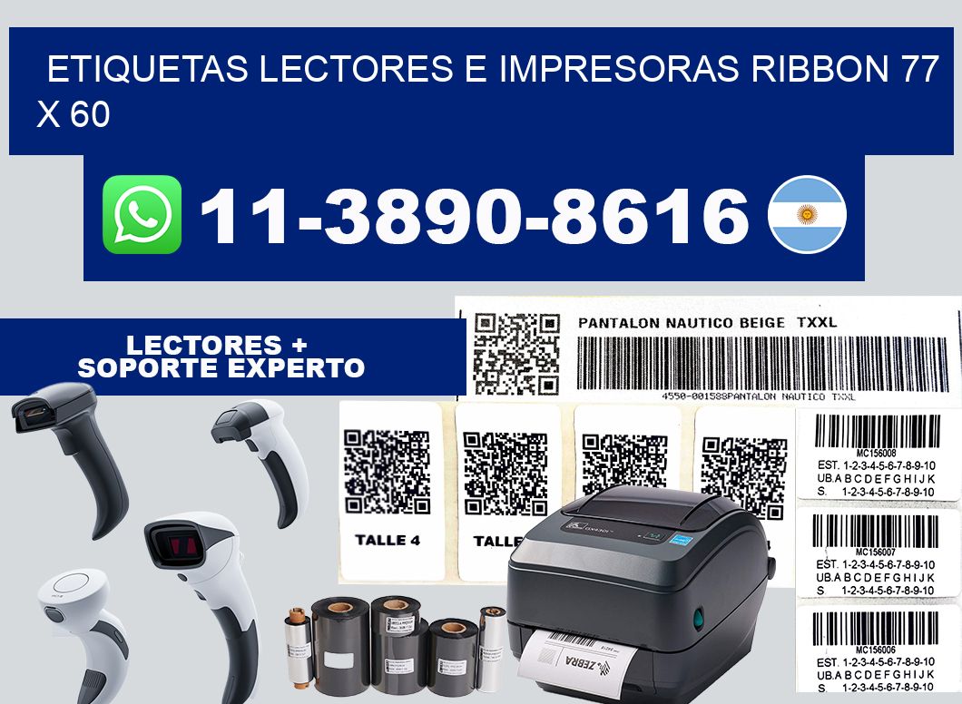etiquetas lectores e impresoras ribbon 77 x 60