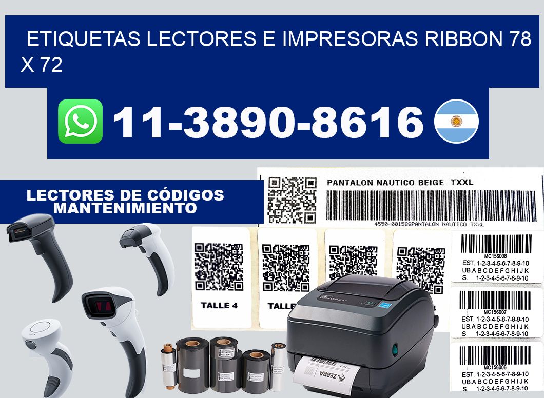 etiquetas lectores e impresoras ribbon 78 x 72