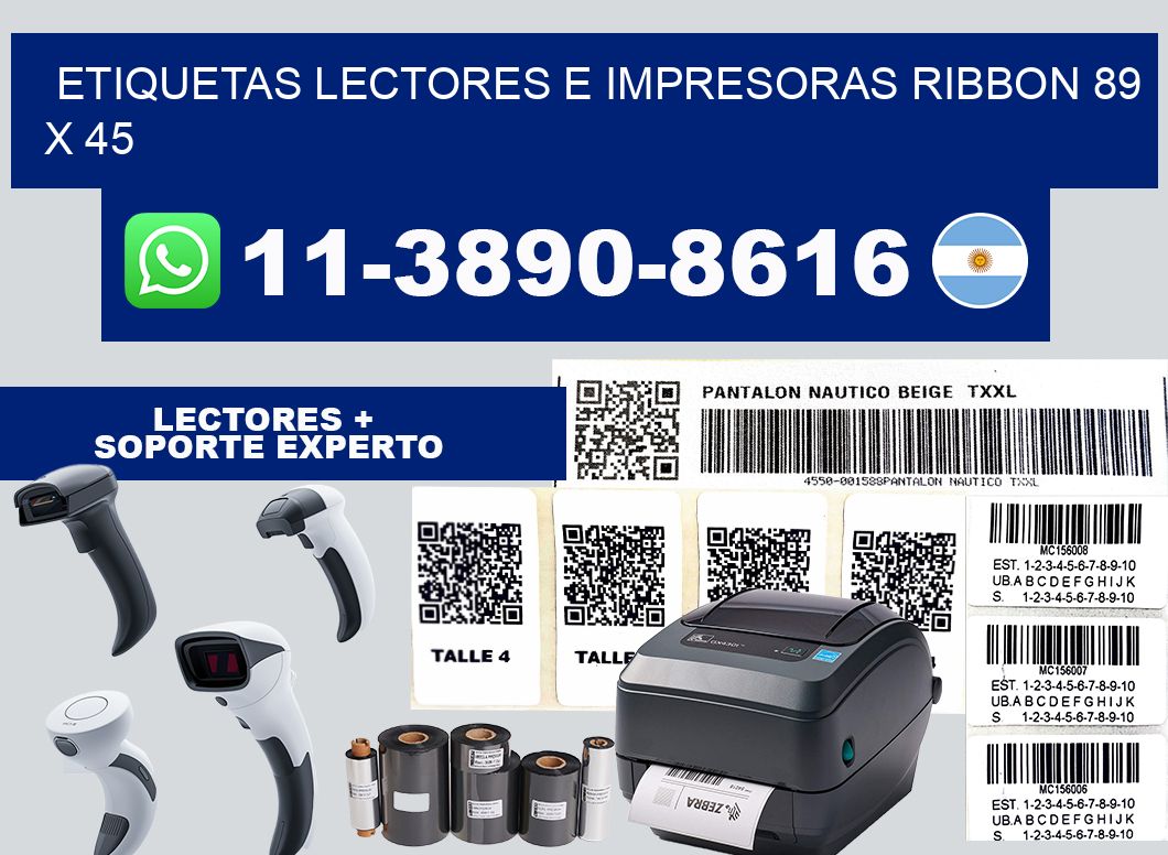 etiquetas lectores e impresoras ribbon 89 x 45