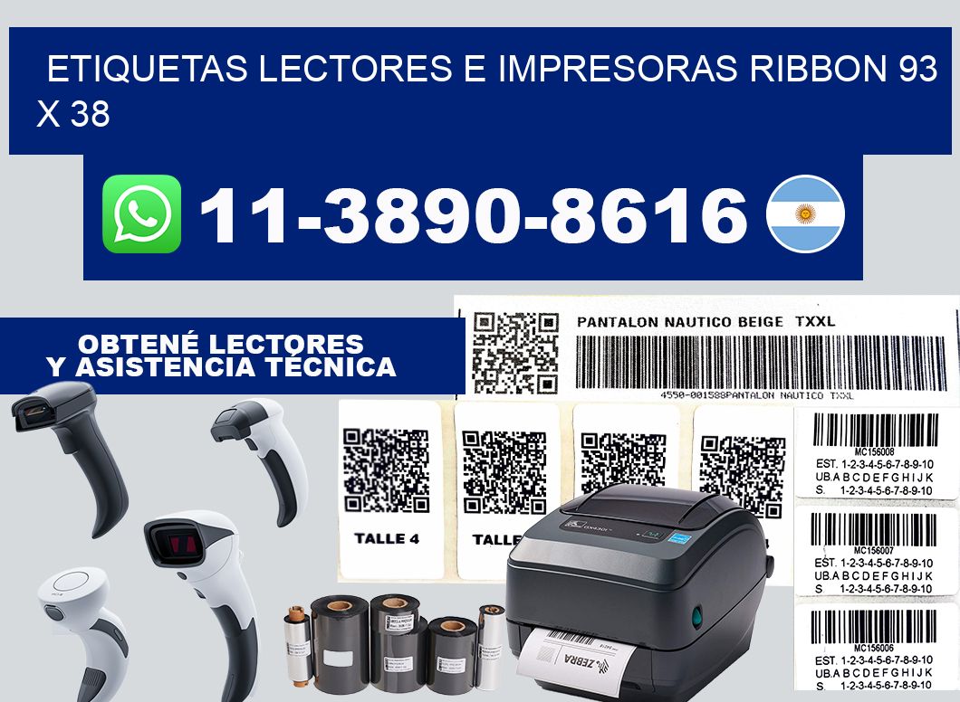 etiquetas lectores e impresoras ribbon 93 x 38