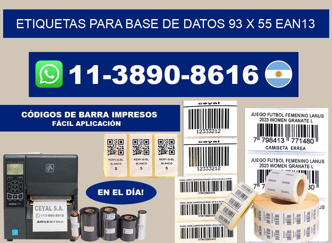 etiquetas para base de datos 93 x 55 ean13