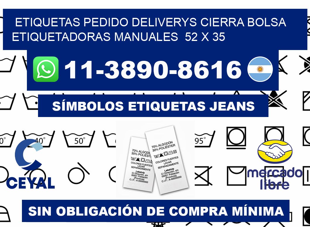 etiquetas pedido deliverys cierra bolsa  Etiquetadoras Manuales  52 x 35
