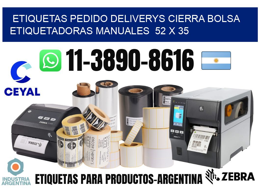 etiquetas pedido deliverys cierra bolsa  Etiquetadoras Manuales  52 x 35