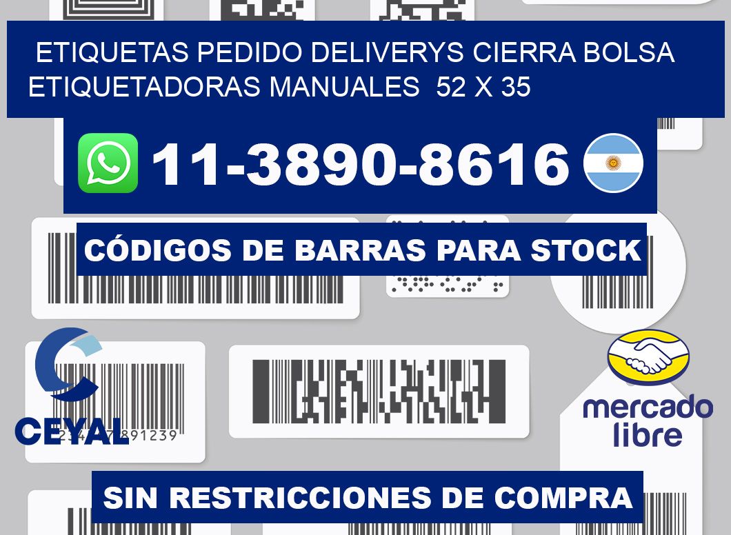 etiquetas pedido deliverys cierra bolsa  Etiquetadoras Manuales  52 x 35