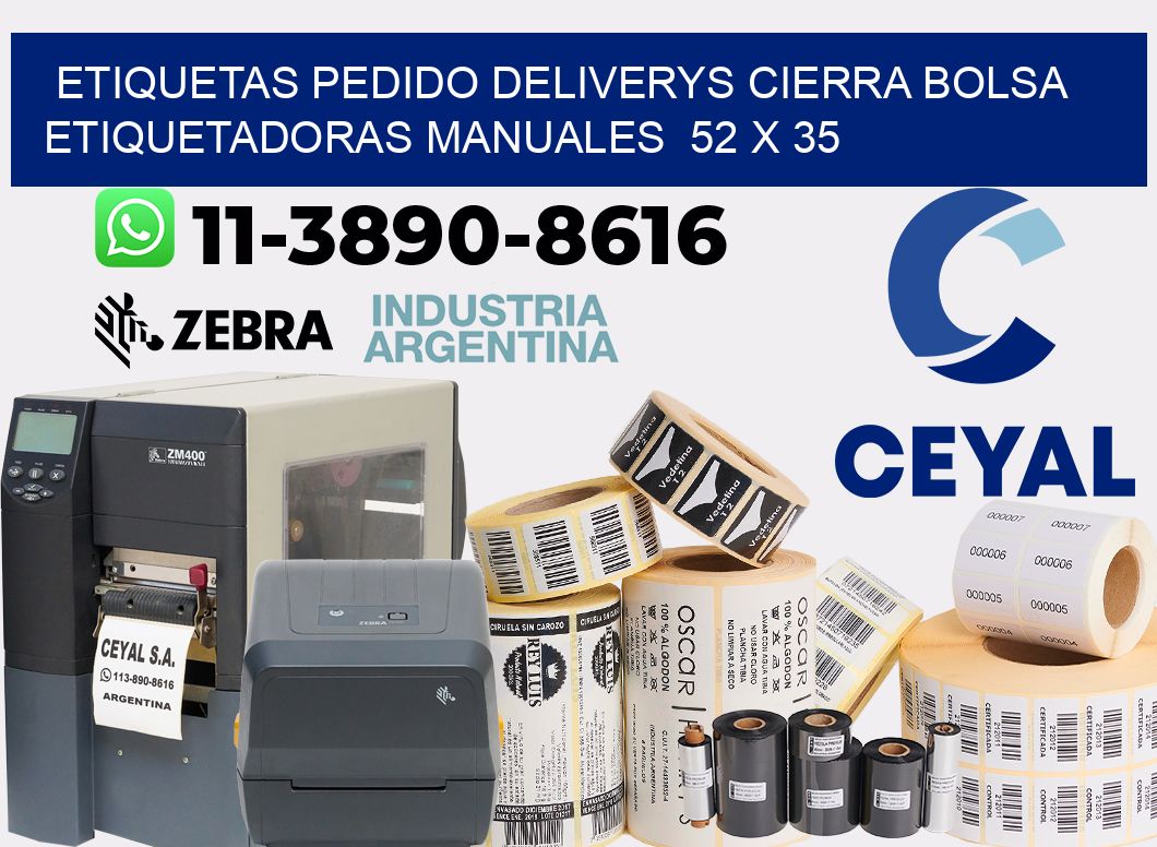 etiquetas pedido deliverys cierra bolsa  Etiquetadoras Manuales  52 x 35
