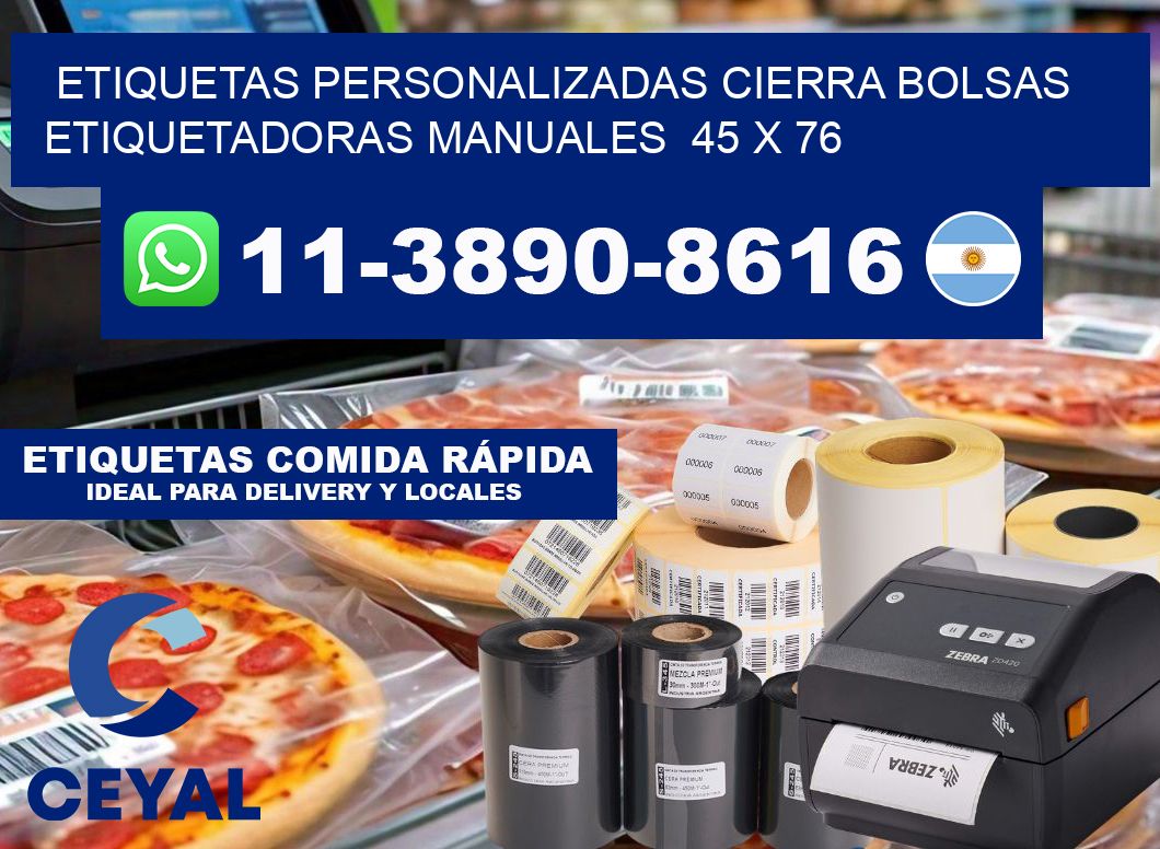 etiquetas personalizadas cierra bolsas  Etiquetadoras Manuales  45 x 76