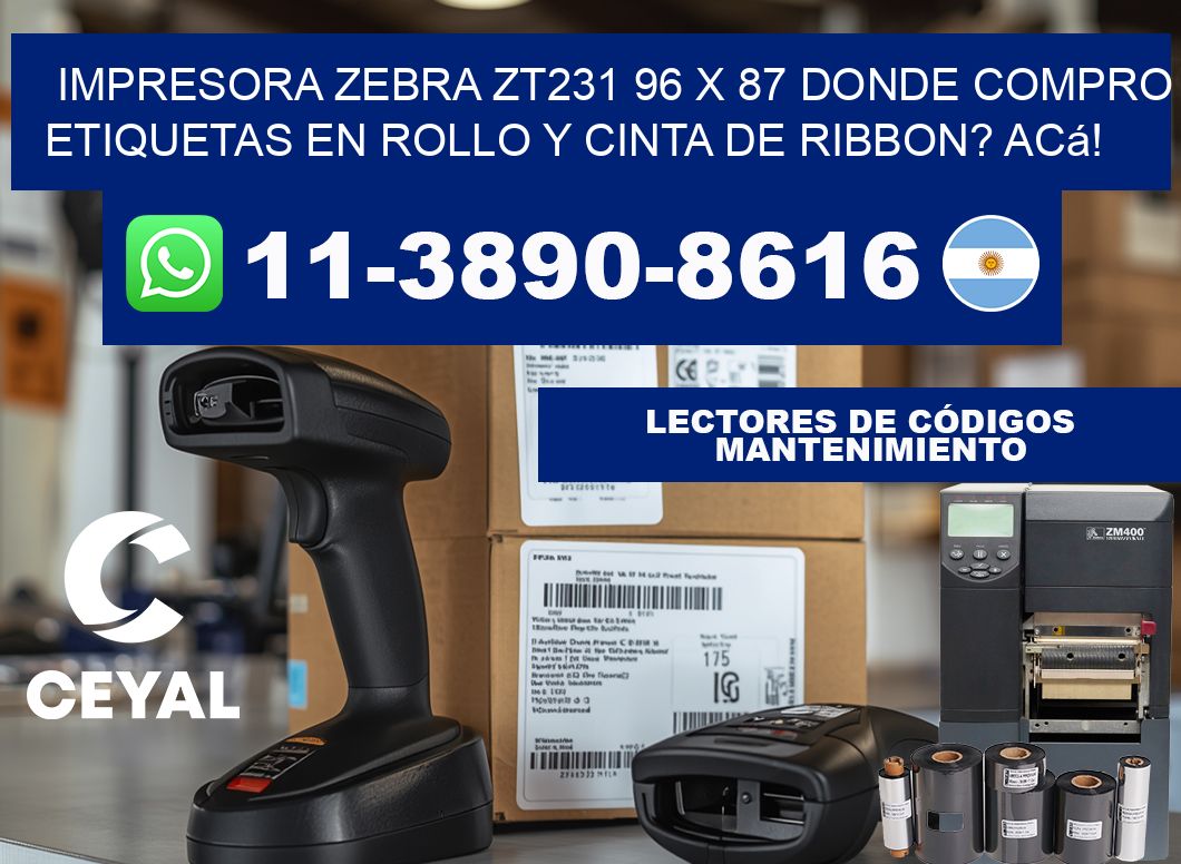 impresora zebra zt231 96 x 87 Donde compro etiquetas en rollo y cinta de ribbon? Acá!