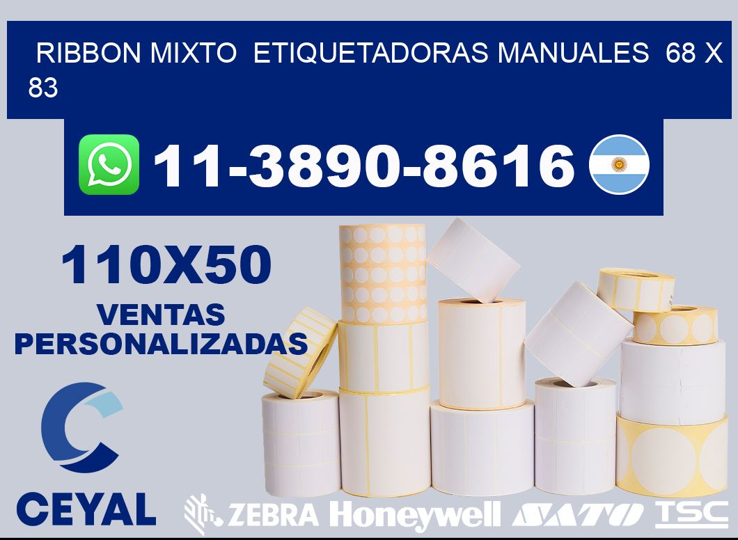 ribbon mixto Etiquetadoras Manuales 68 x 83