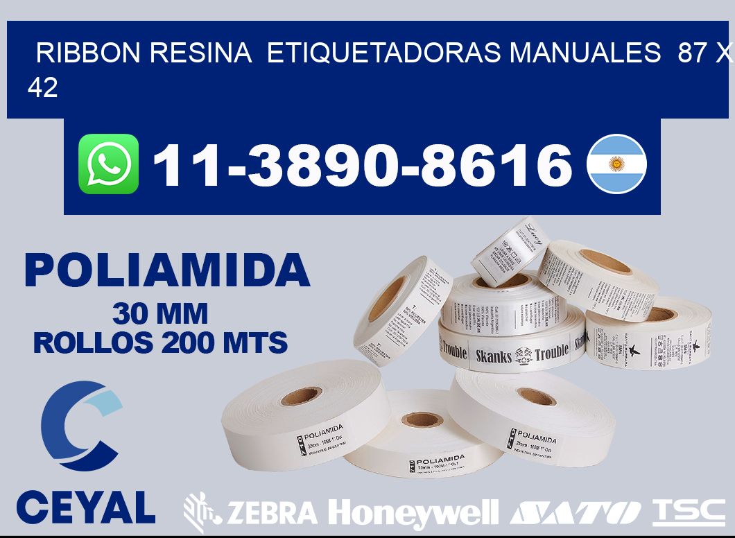 ribbon resina  Etiquetadoras Manuales  87 x 42
