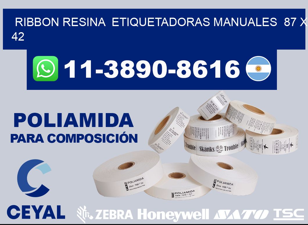 ribbon resina  Etiquetadoras Manuales  87 x 42
