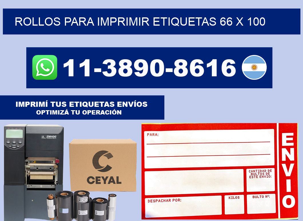 rollos para imprimir etiquetas 66 x 100